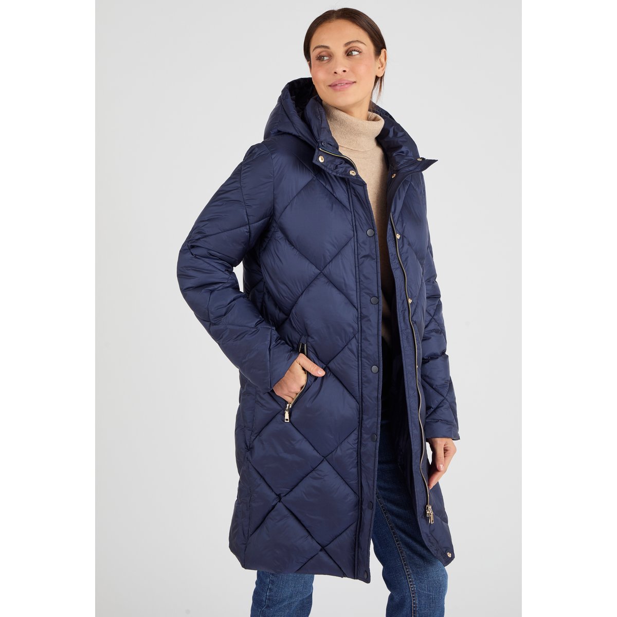 Maxi-doudoune brillante Thermolactyl bleu marine, DAMART