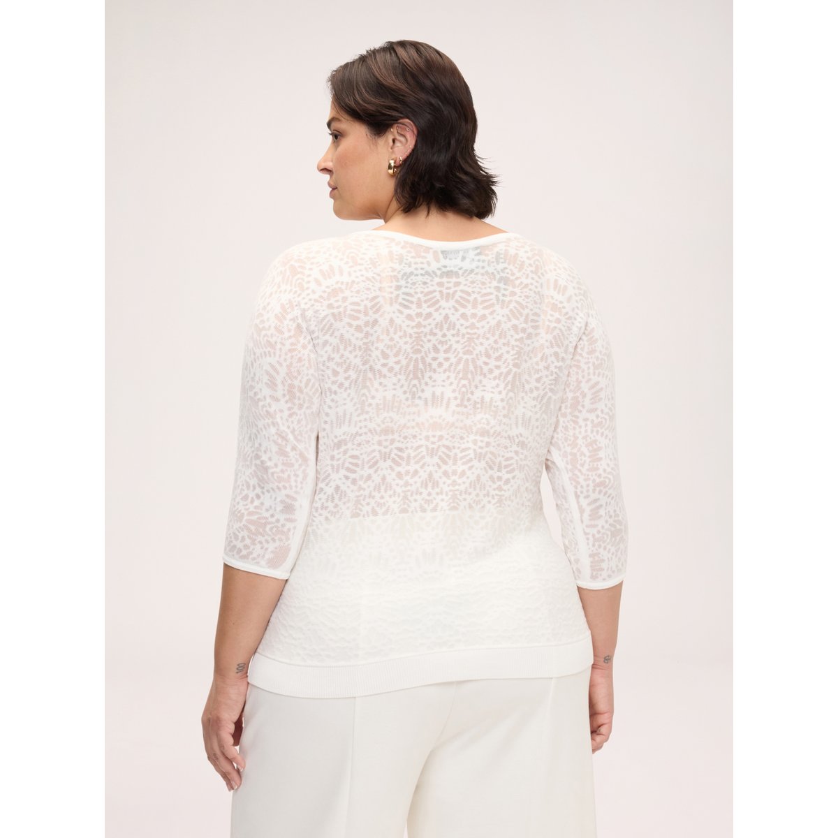 Pull avec motif dentelle blanc, FIORELLA RUBINO