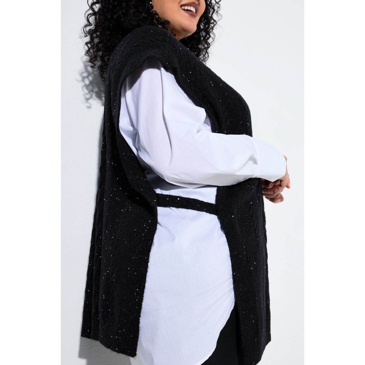 Pull sans manches à paillettes noir, ULLA POPKEN