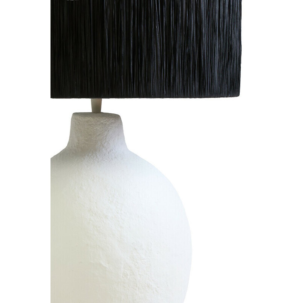61cm Coole Papier Mache Style Table Lamp With Black Raffia Shade black/white, ÉDITÉ