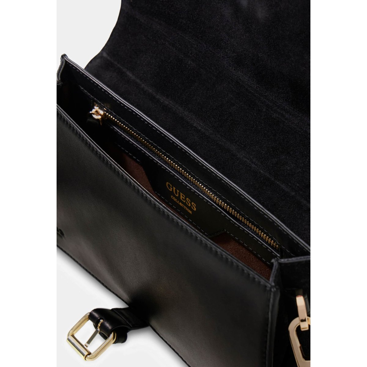 Sac À Bandoulière En Cuir Véritable Charlotte noir, GUESS