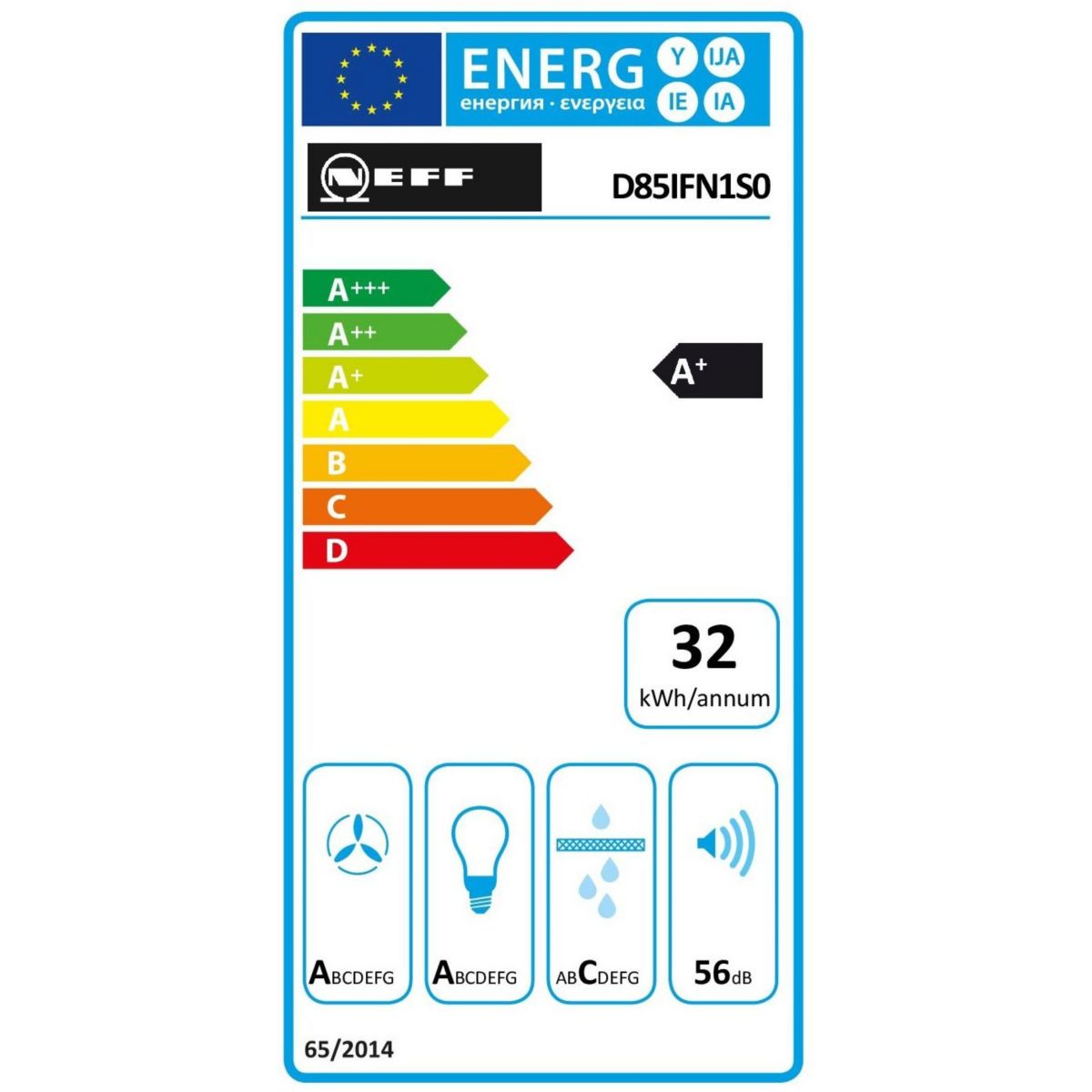 Hotte décorative murale inclinée D85IFN1S0 noir, NEFF