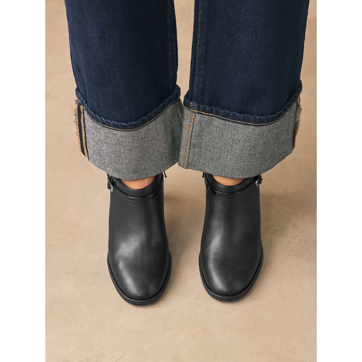 Bottes à boucle avec bout rond et talon carré noir, NEXT