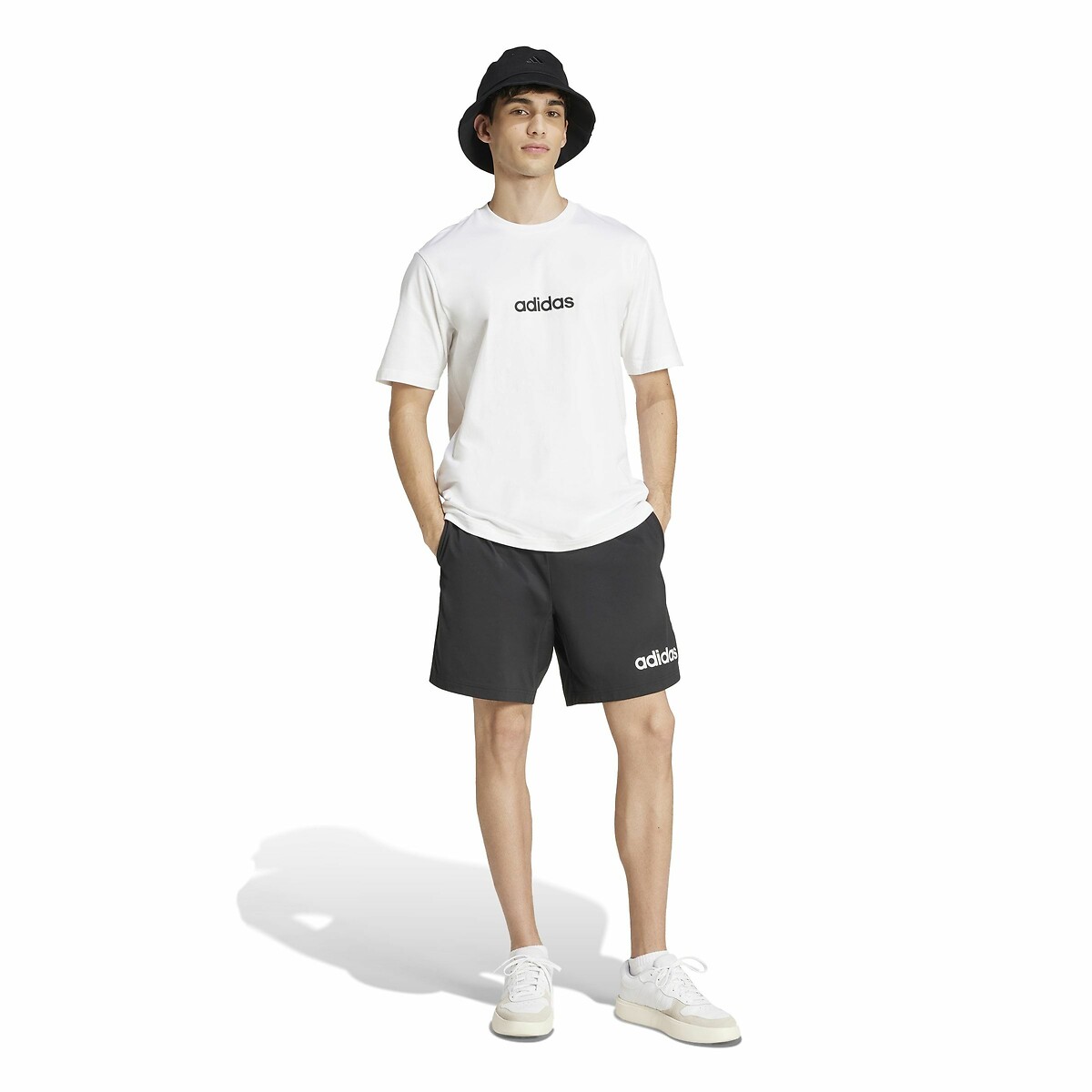 T-shirt a maniche corte con logo Essentiel Linear bianco, ADIDAS SPORTSWEAR