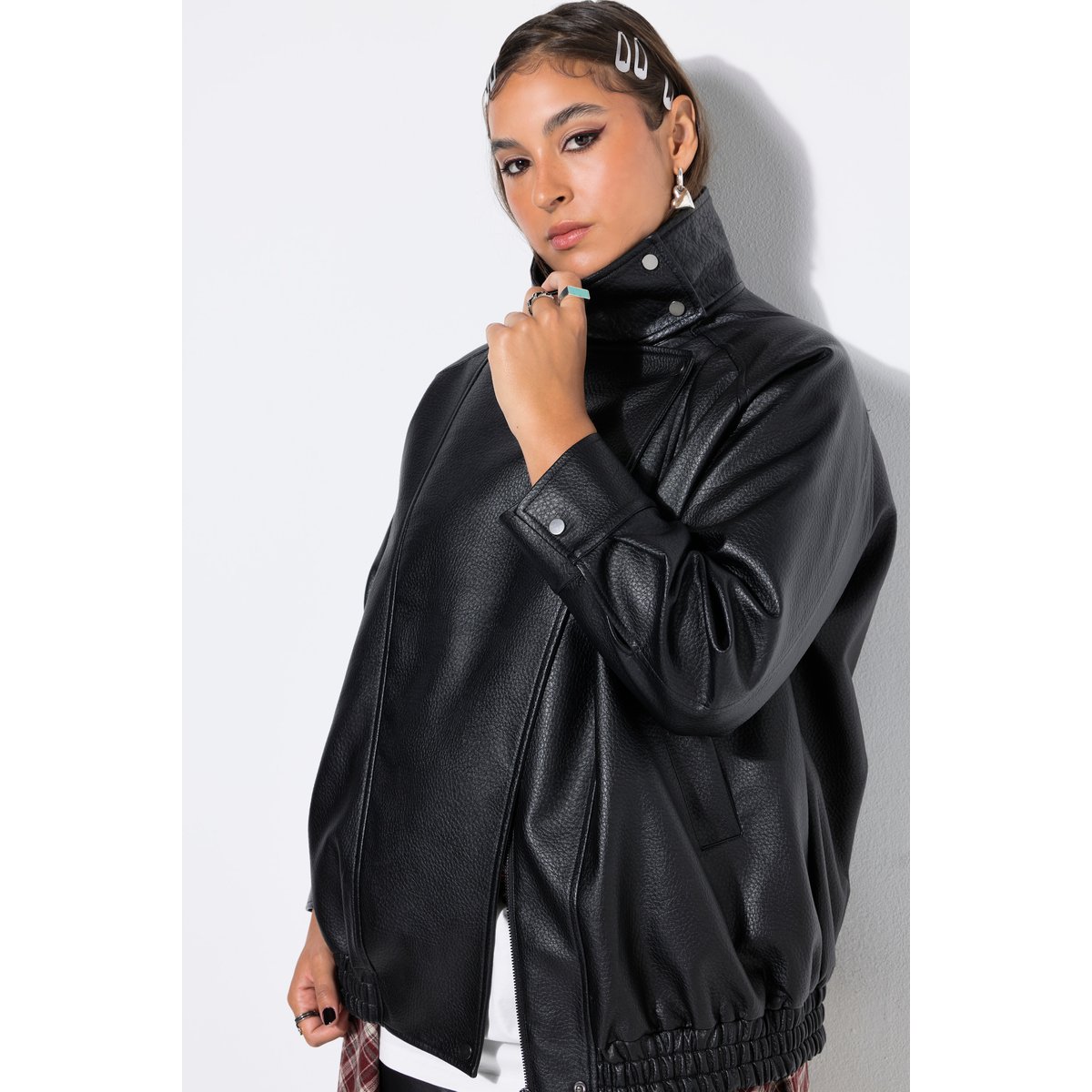 Veste en simili-cuir, coupe blouson noir, STUDIO UNTOLD