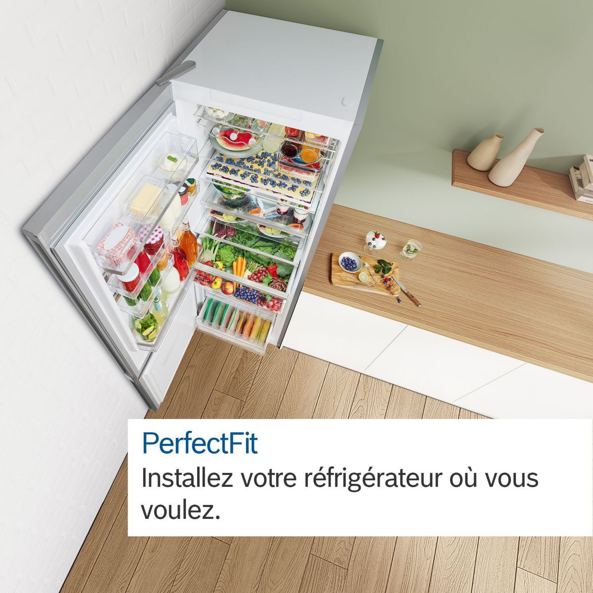 Réfrigérateur combiné KGN36VLED Série 4 VitaFresh inox, BOSCH