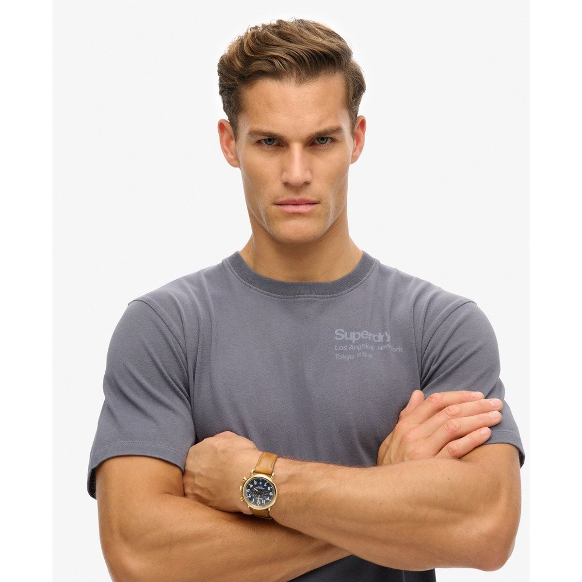 T-shirt Core Logo City gris ardoise magma, SUPERDRY