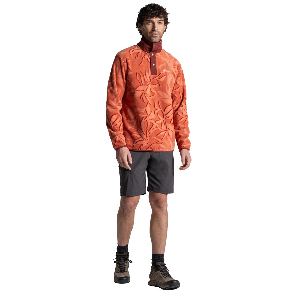 Haut polaire à col pressionné motif/style imprimé DEWLISH marron orange imprimé, CRAGHOPPERS