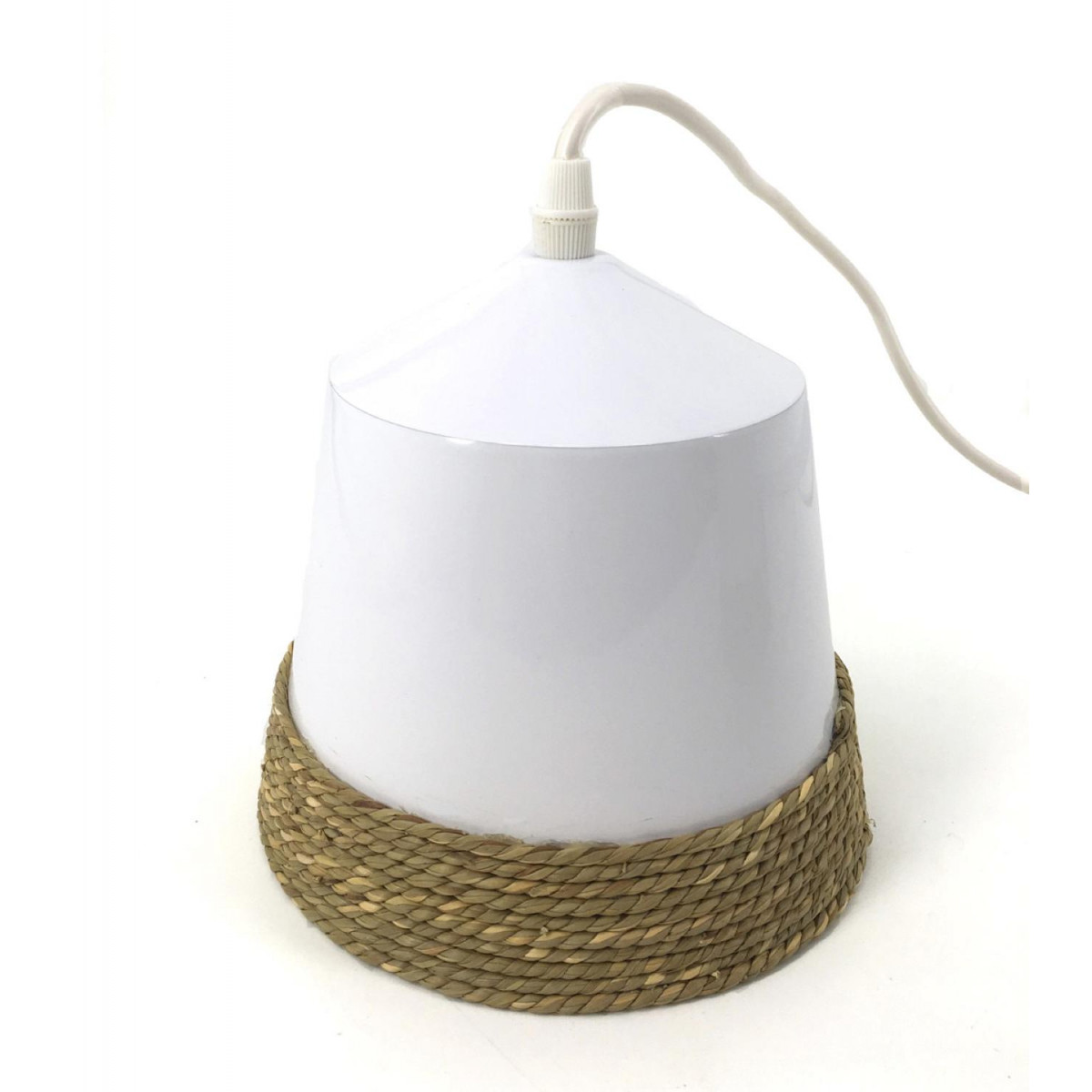 Lustre résine corde blanc, DECORATION D’AUTREFOIS
