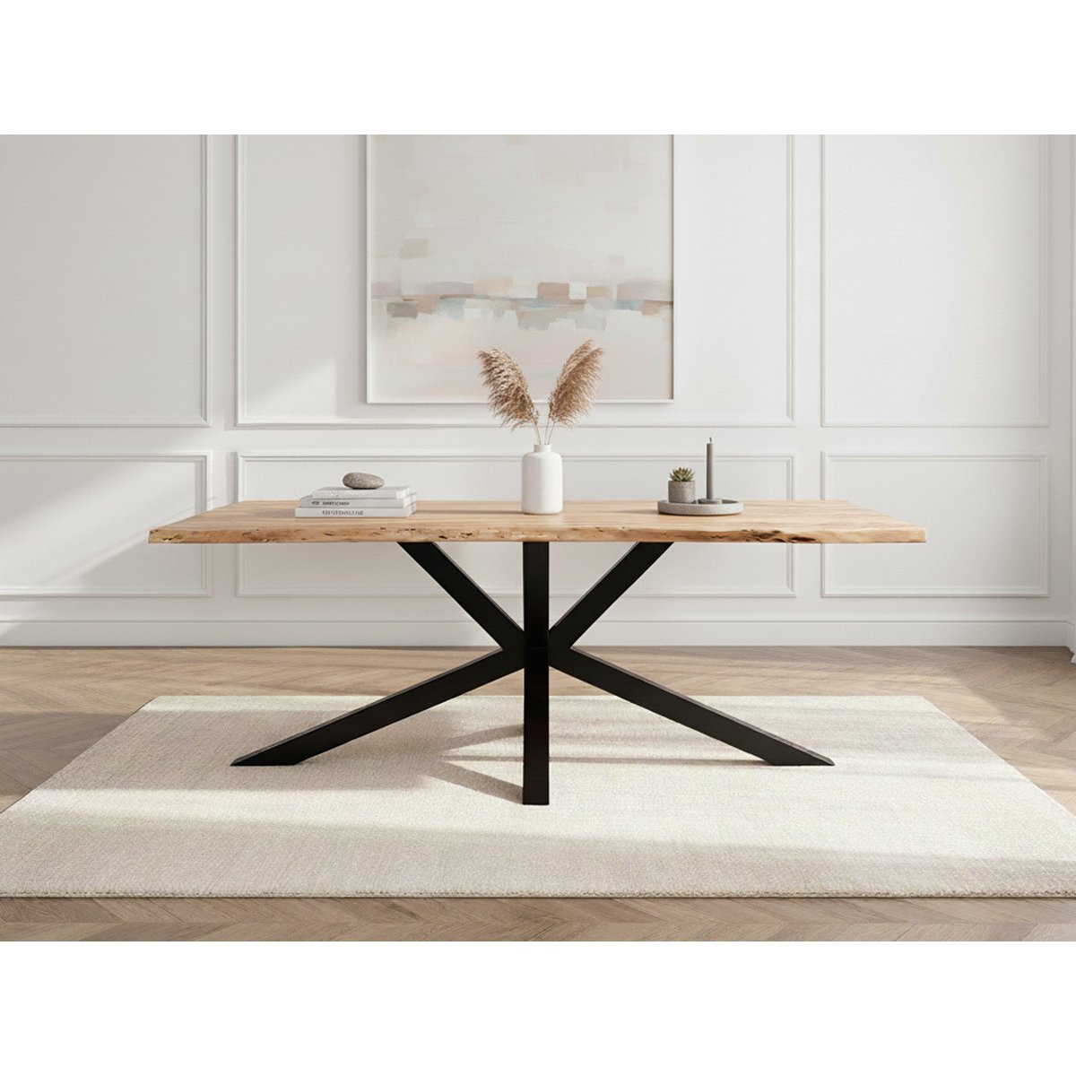 Table à manger bois massif, TWIST marron clair, BOBOCHIC