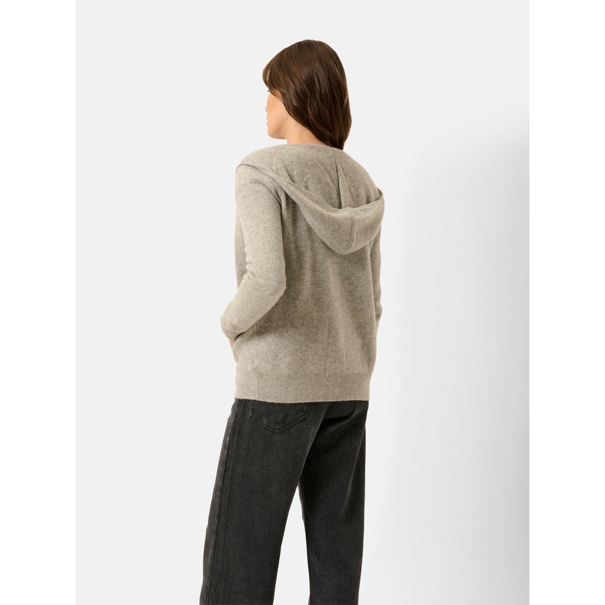 Gilet Zippé Capuche Nuage Chiné Debbie gris chiné, JUST CASHMERE