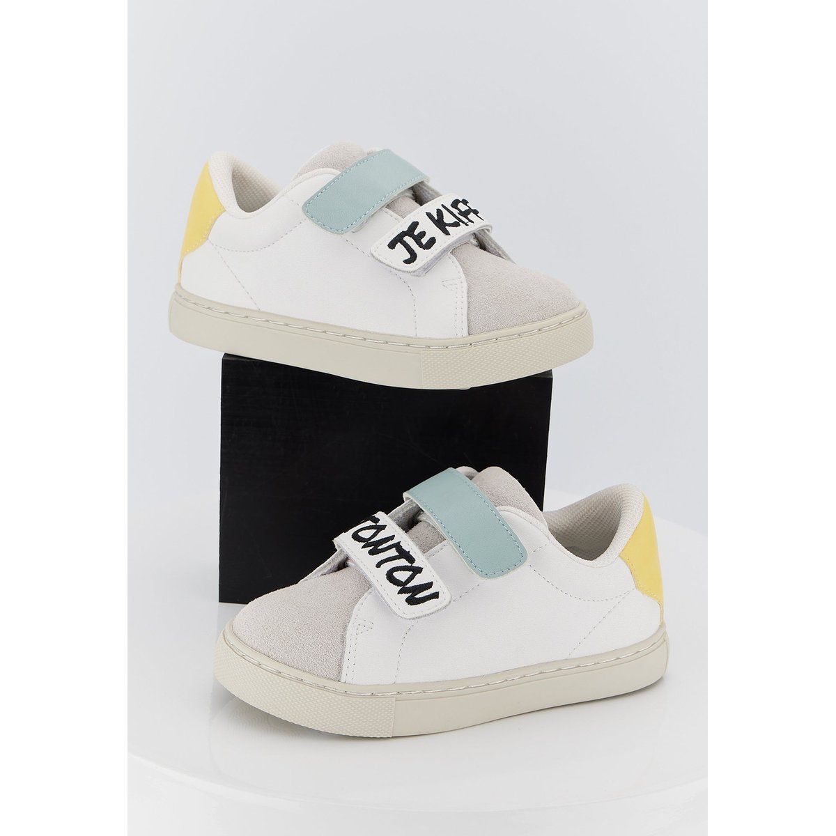 Baskets Enfant En Cuir Mini Edith Je Kiff Tonton blanc, BONS BAISERS