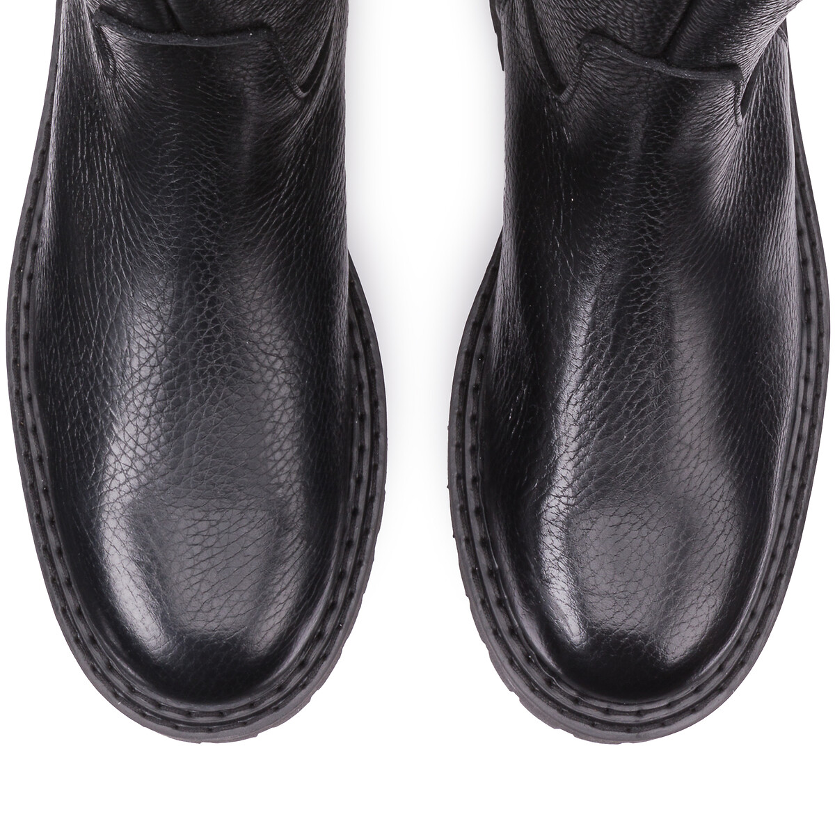 Leather Knee-High Boots with Notched Sole black, LA REDOUTE COLLECTIONS