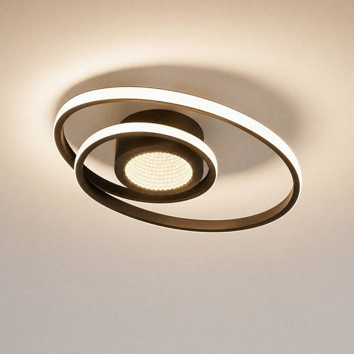 Plafonnier en métal moderneLED, Thalina noir, blanc, transparent, LINDBY