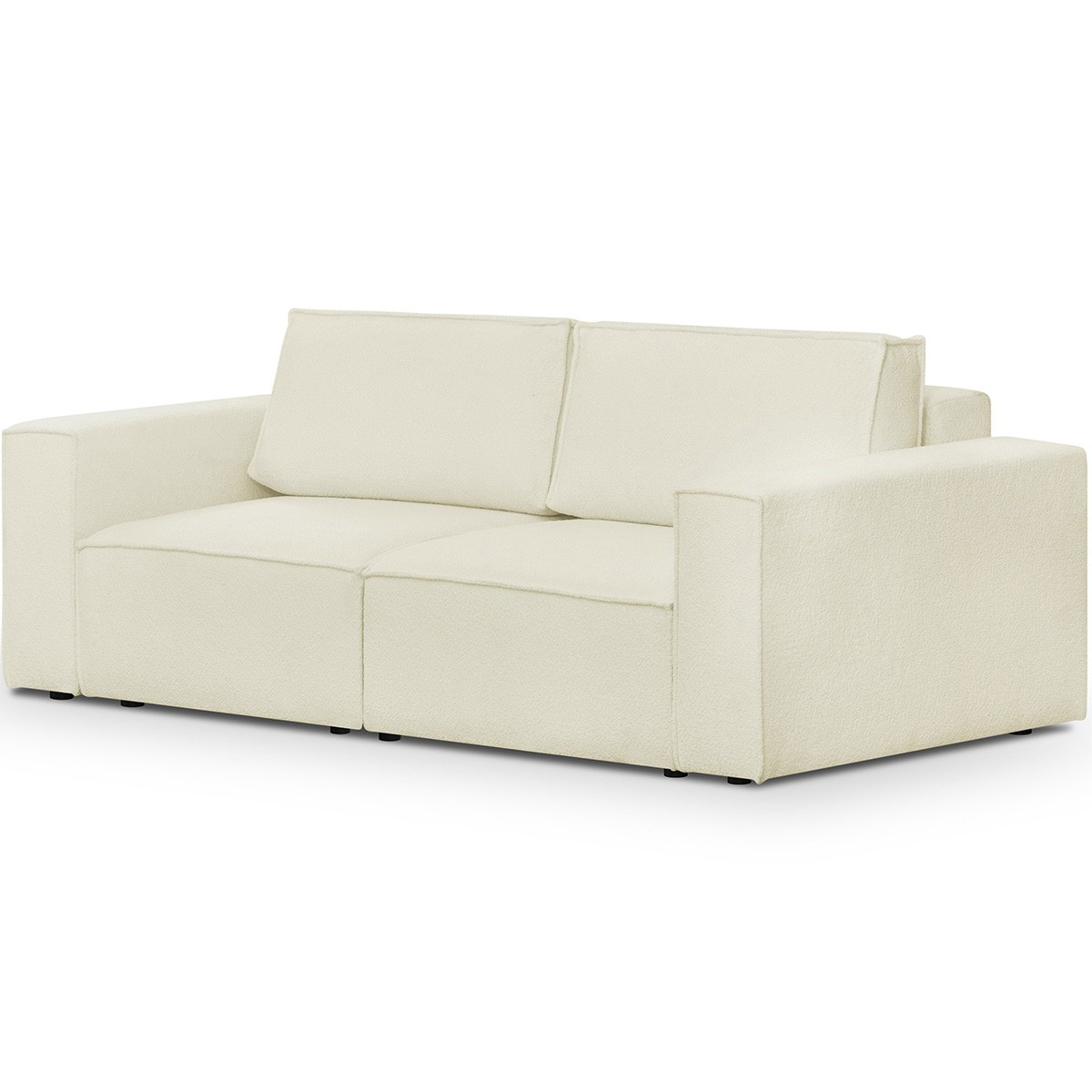 Canapé modulable 3 places en tissu bouclé - Harper Mod beige, HOMIFAB