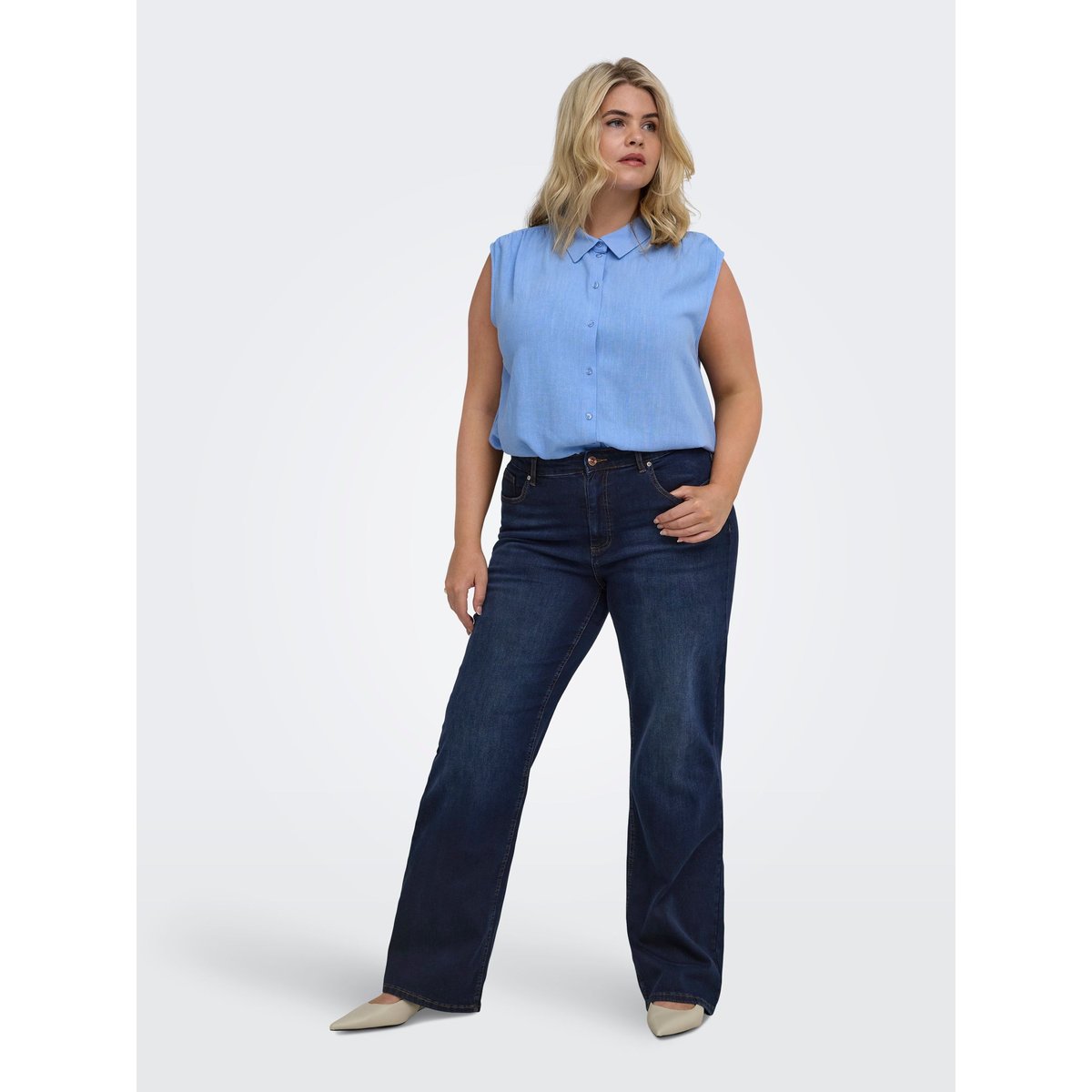 Jean À Jambe Large dark blue denim, ONLY CARMAKOMA