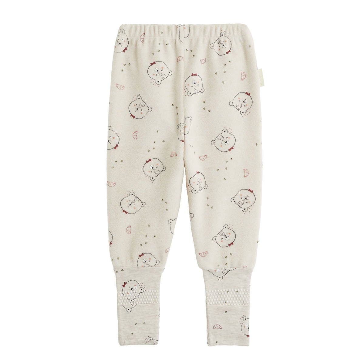 Pyjama bébé 2 pièces en polaire avec pieds retroussables Pistache kaki, PETIT BEGUIN