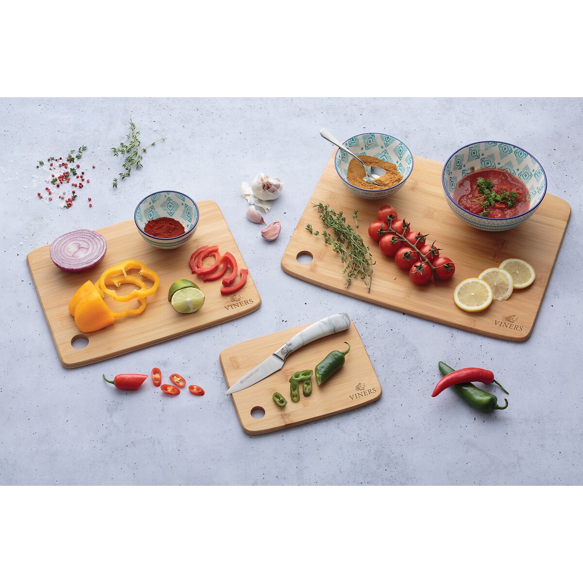 Set of 3 Chopping Boards brown , VINERS