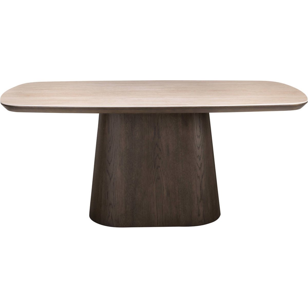 Table à manger ovale céramique RITZ brun et beige travertin, RECOLLECTION