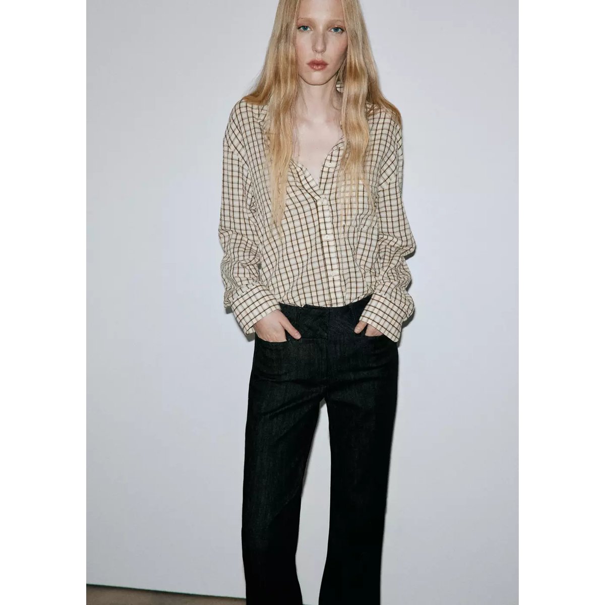 Jean flare taille mi-haute noir, MANGO