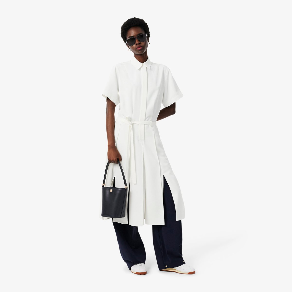 Petit sac seau Tennis Bliss en cuir noir-000, LACOSTE