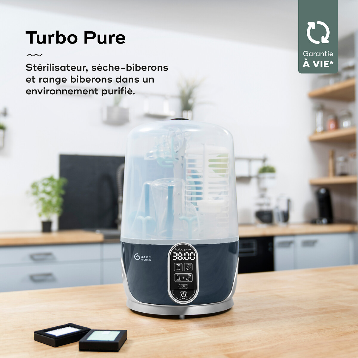 Sterilisator flessendroger, turbo pure blauw, BABYMOOV