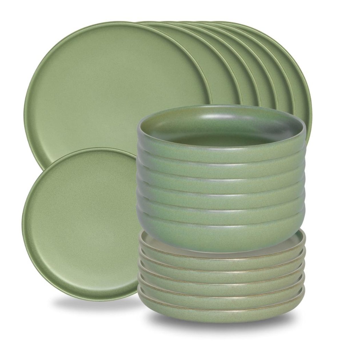 Service d'assiettes 18 pièces Uno vert, TABLE PASSION