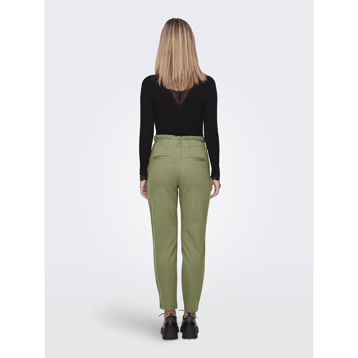 High Waist Cigarette Trousers sage green, ONLY