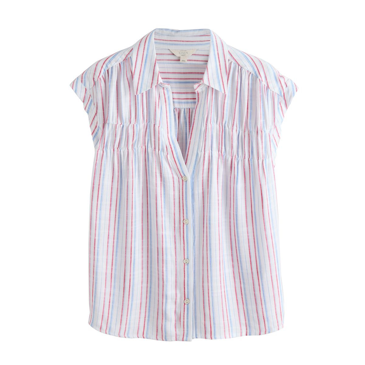 Chemise manches courtes contenant du lin rayures blanches/rouges/bleues, NEXT