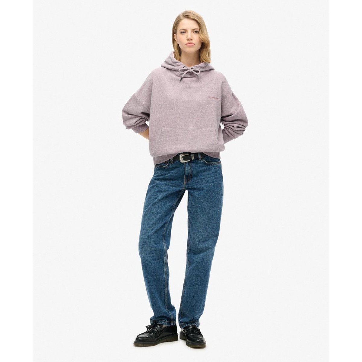 Sweat à capuche surteint à logo Essential rose poudré, SUPERDRY