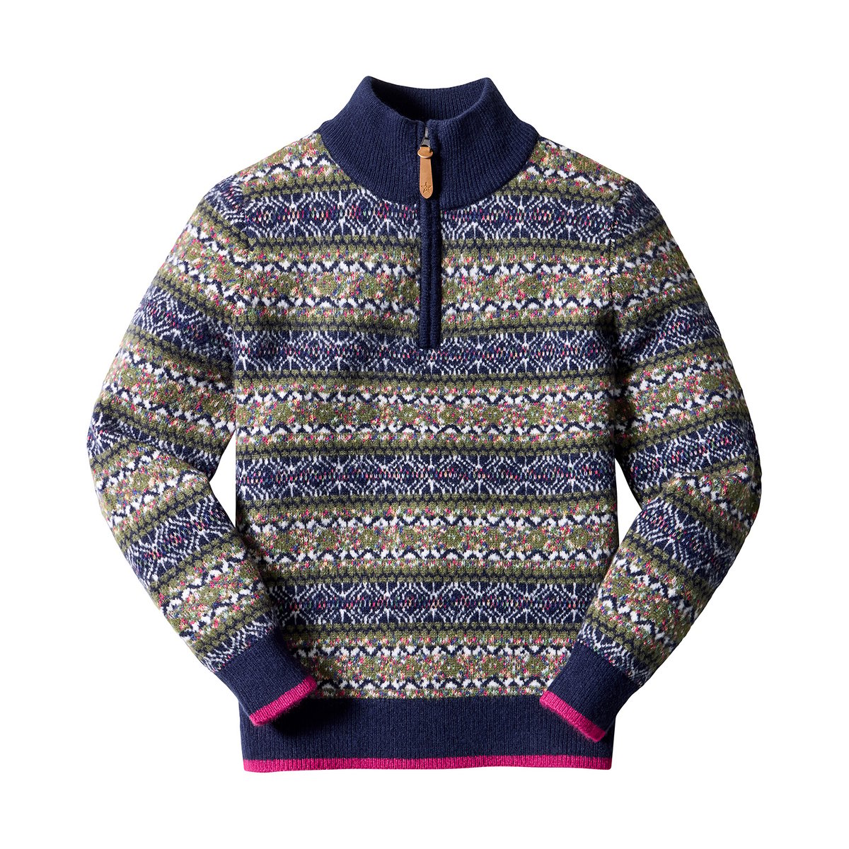 Fantastique Sweat Col Cheminée Jacquard Fair Isle multicolore, JOE BROWNS