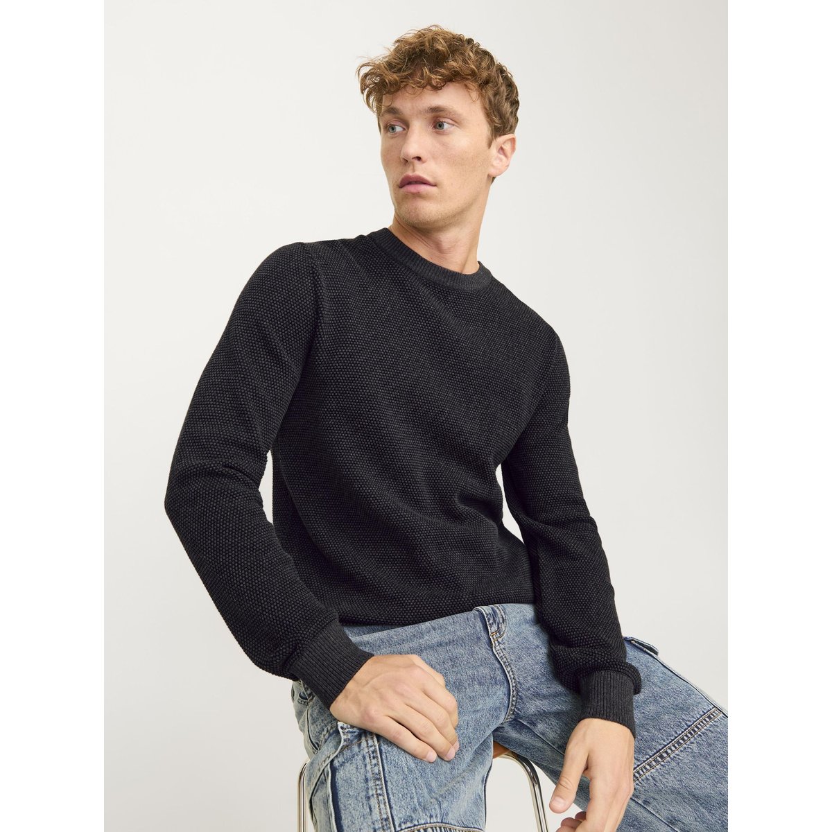 Pull En Maille dark grey melange, JACK & JONES