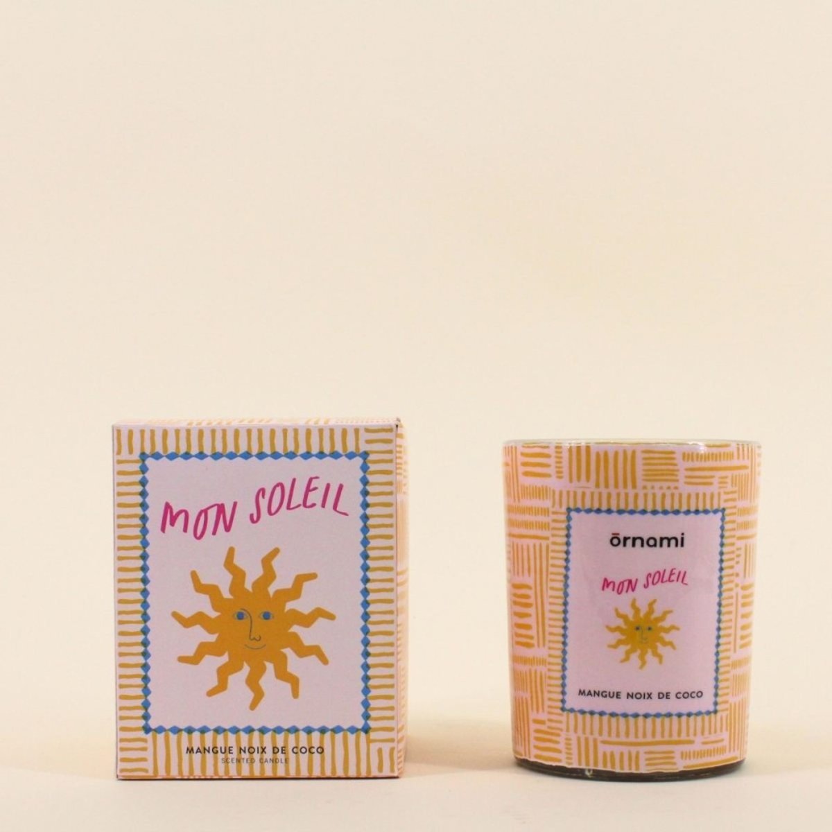 Bougie parfumée 510g "Mon soleil", boite cadeau jaune, ORNAMI