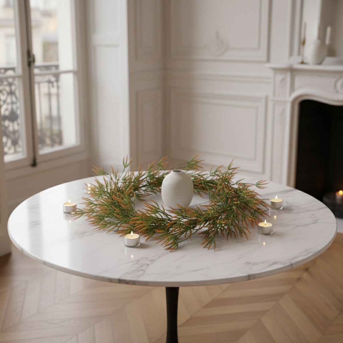 Guirlande de feuilles et mini fleurs artificielles L185 orange, SIA DECO