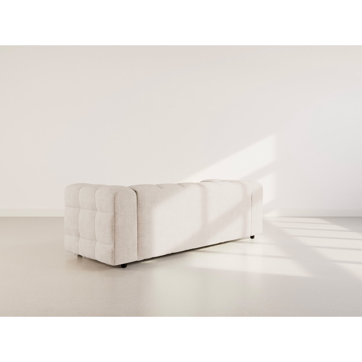 Canapé droit 3 places en velours texturé, AUGUSTIN beige, BEST MOBILIER