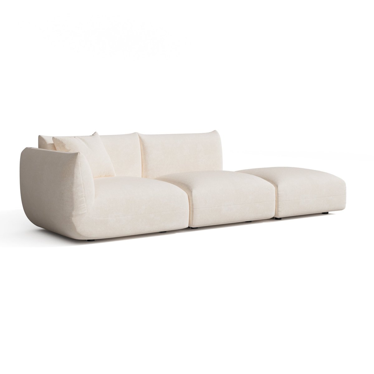 Canapé modulable 5 places en velours chenillé NOOMA crème, SIA HOME