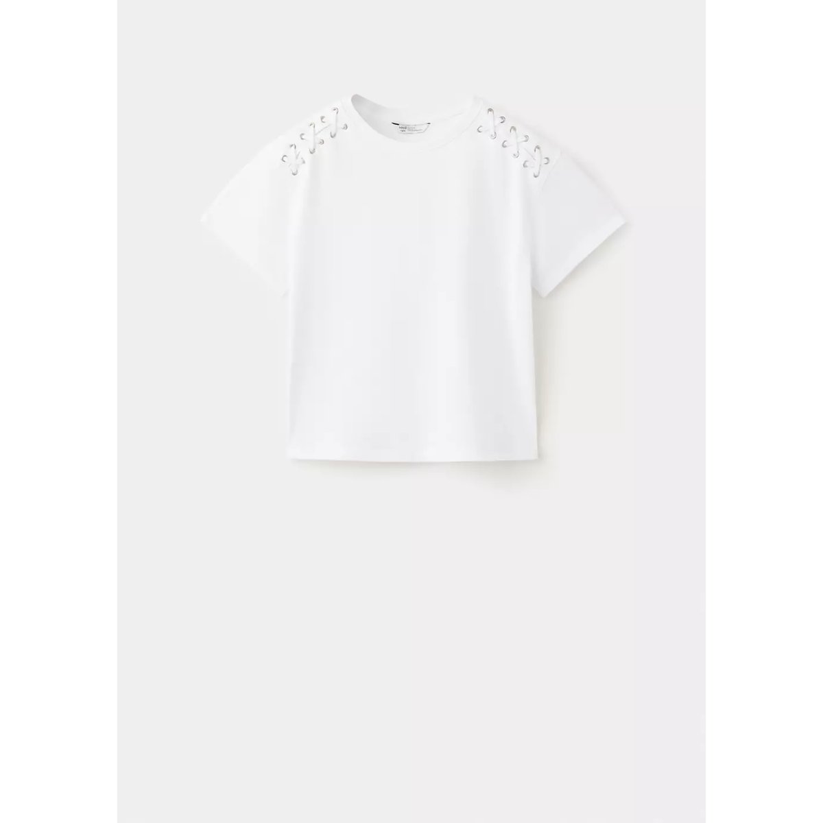T-shirt ajusté à lacets croisés blanc cassé, MANGO TEEN