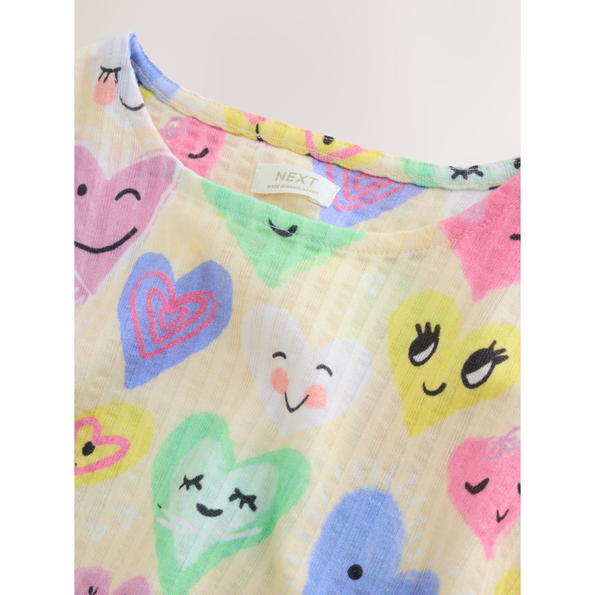 Robe en jersey à manches courtes imprimé cœur jaune clair, NEXT