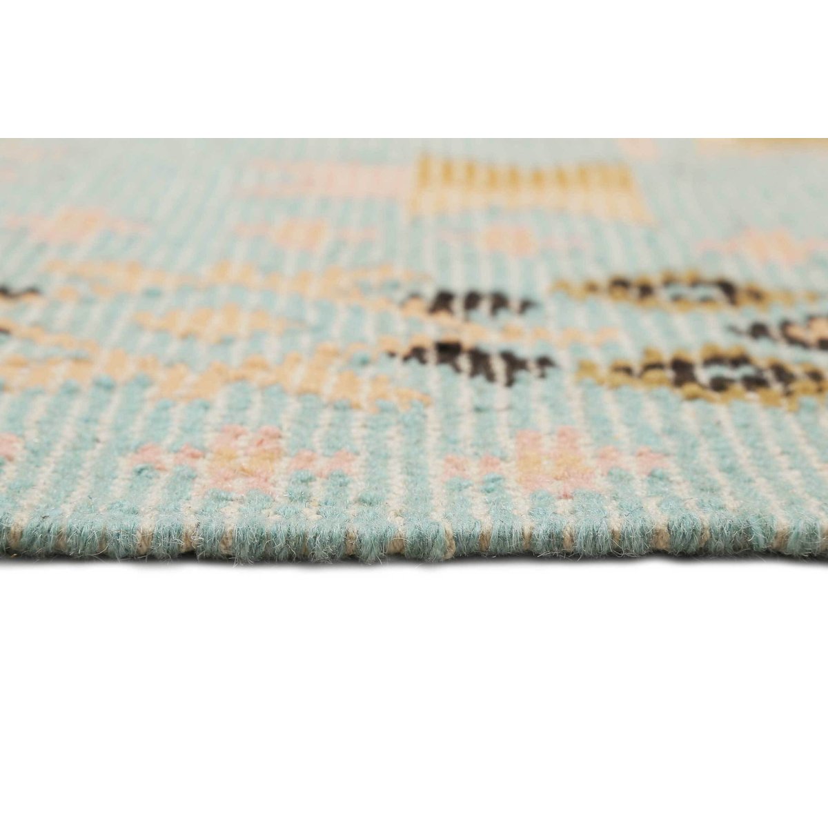 Tapis ethnique tissé main laine et coton ,  MAYENNE rose clair, WECON HOME