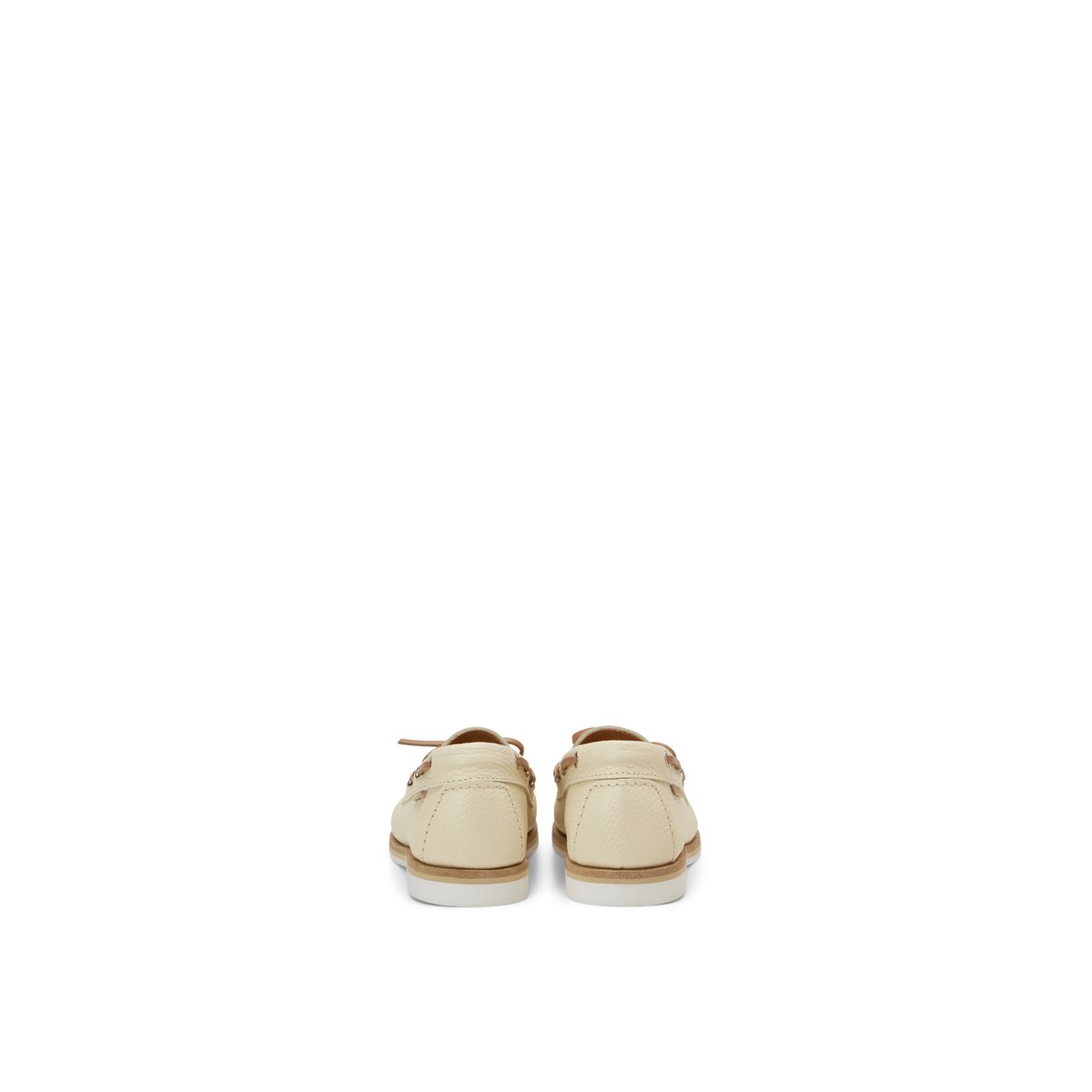 Chaussure bateau en cuir de vache grainé nature, MARC O'POLO