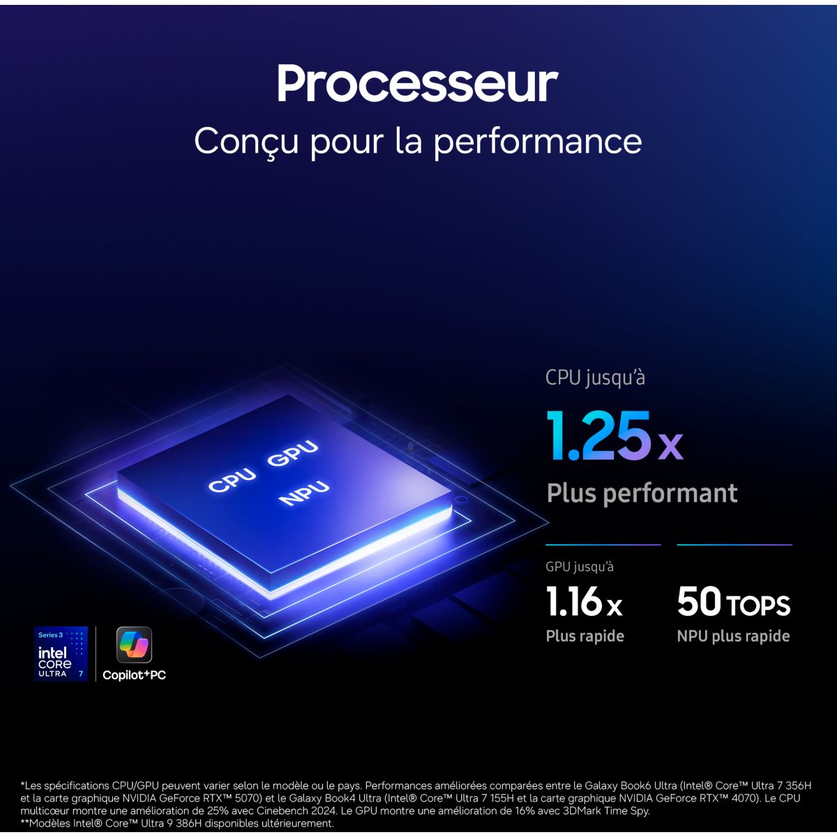Ordinateur portable GB6 Ultra 16" Tactile AMOLED Intel Core Ultra 7 356H 32 Go RAM LPDDR5x SSD 1 To couleur unique, SAMSUNG