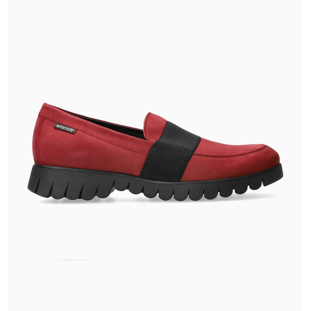 Mocassins en cuir nubuck LORIANE rouge 5128, MEPHISTO