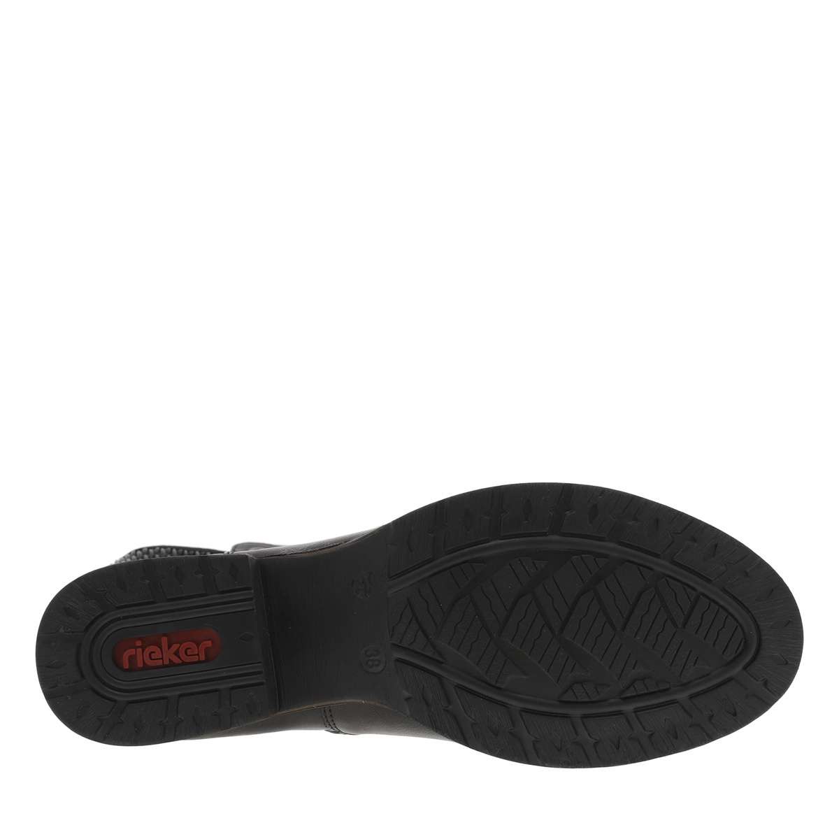 Bottes hautes en cuir brun à talon bloc moyen, doublure chaude et arrière tige stretch très confortable noir, RIEKER
