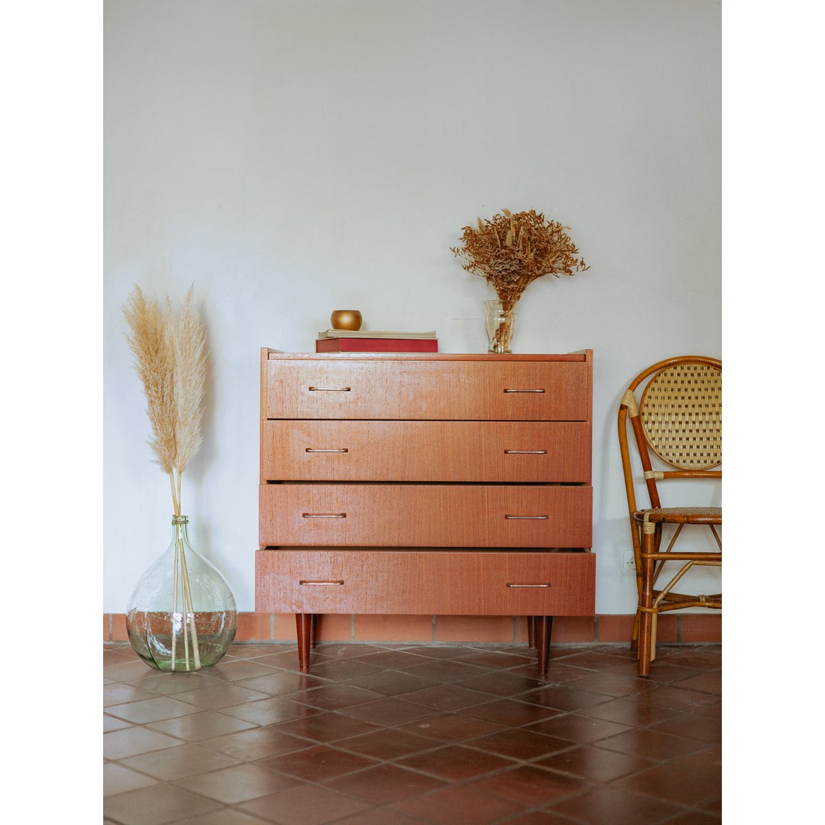 Commode scandinave ambrée Olga N°691 - Bon état marron, DEBONGOUT