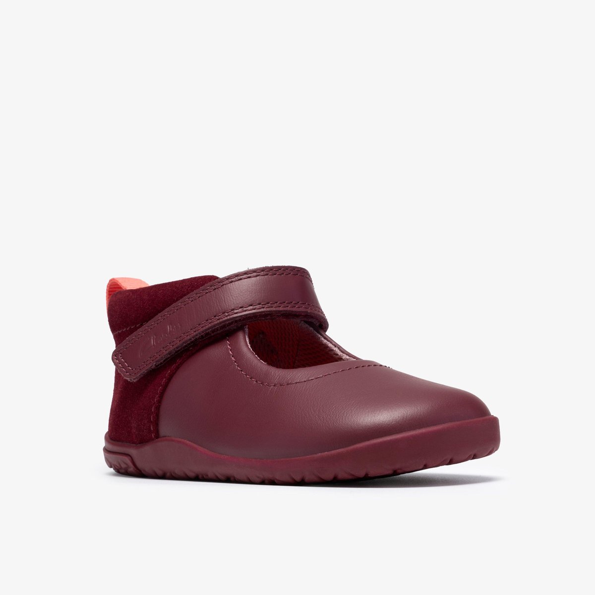 Ballerines Cuir Coupe Large HARBOUR SKIP T rouge, CLARKS