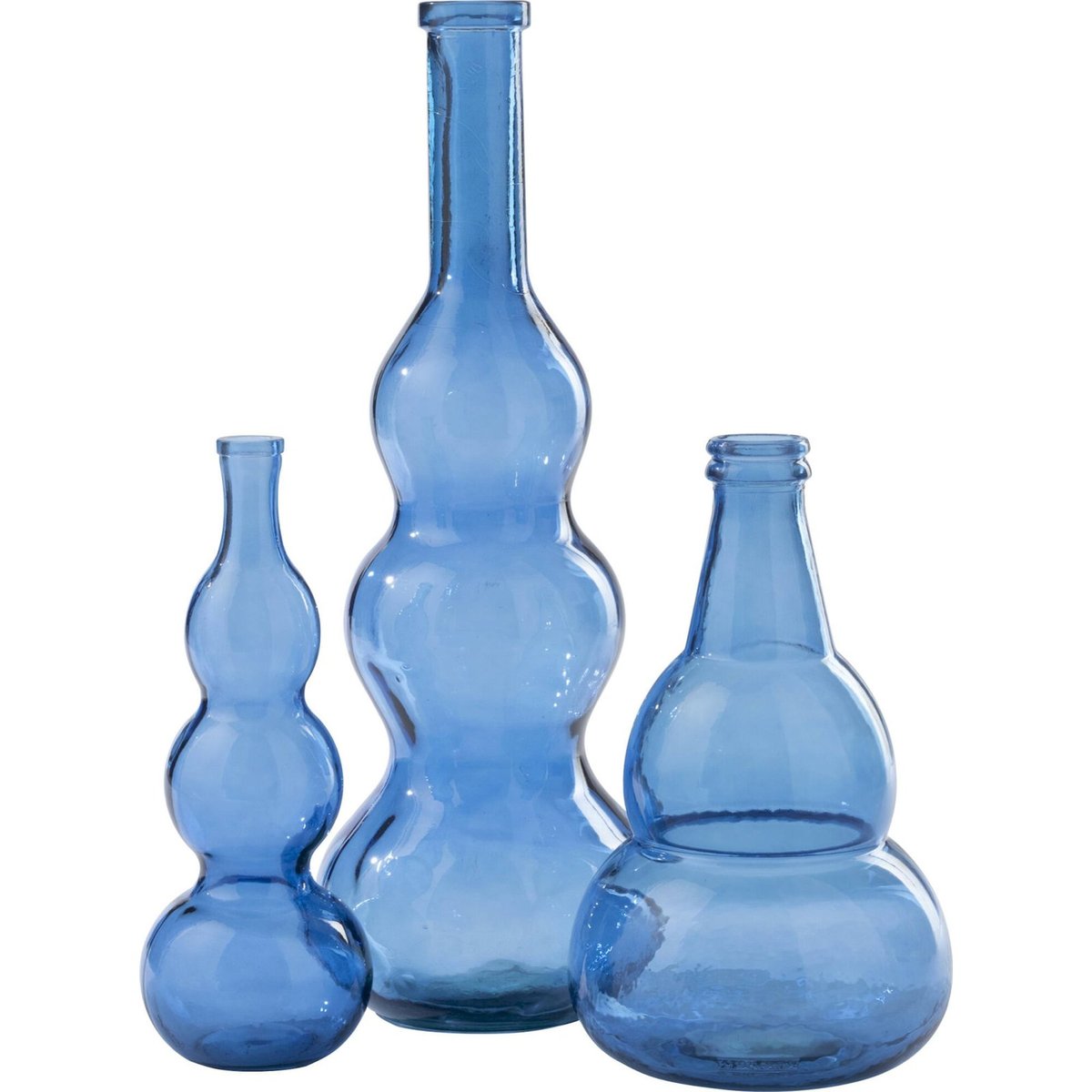 Vase en verre élancé bleu transparent, RECOLLECTION