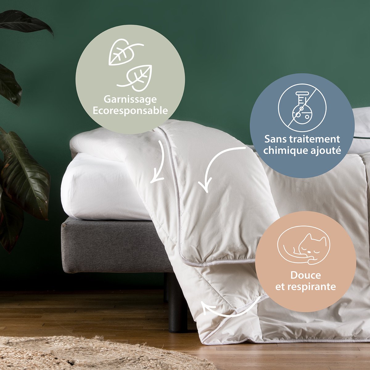 Couette Adulte légère Enveloppe TENCEL™ Lyocell Coton Bio HAWI couleur unique, KADOLIS