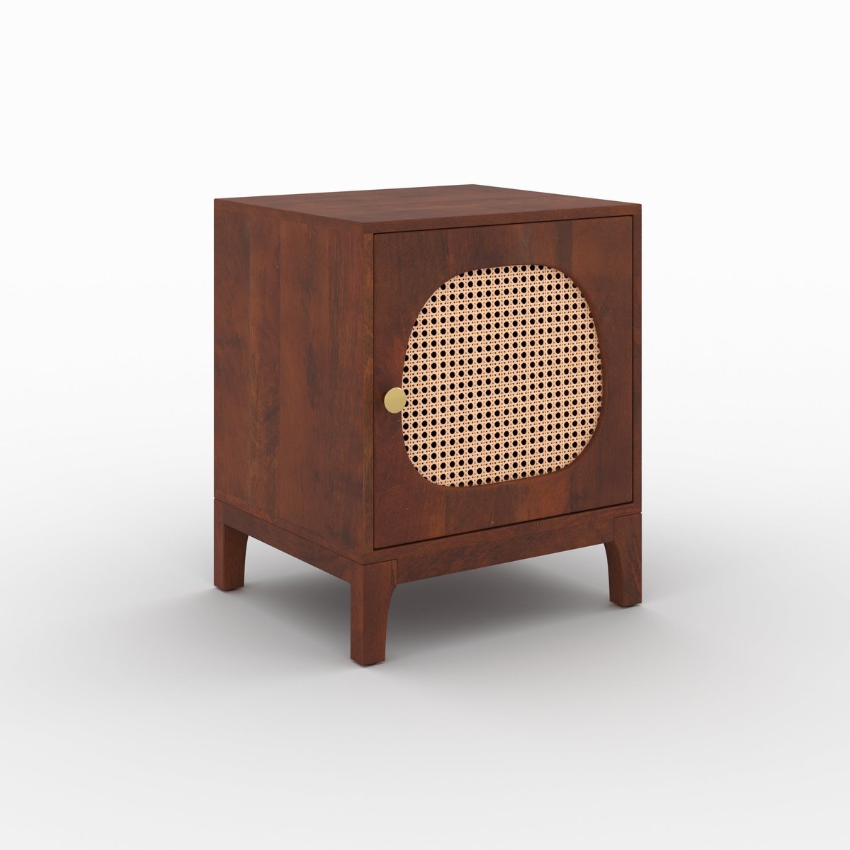 Table de chevet en bois de manguier et cannage - LANKA marron foncé, MAISON PAVANE