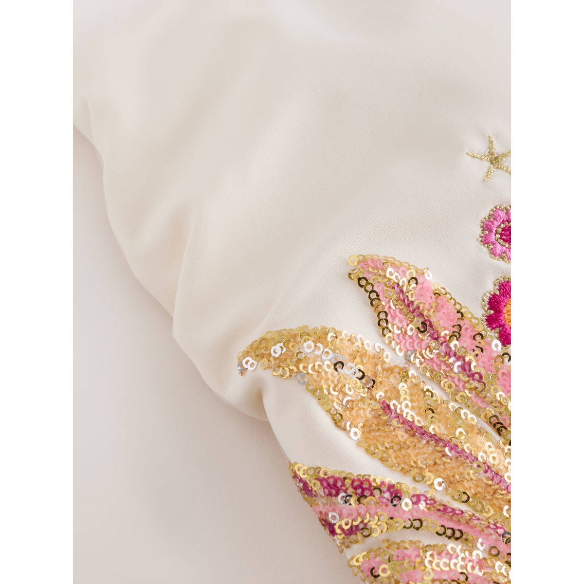Maillot de bain gainant à sequins crème/rose, NEXT