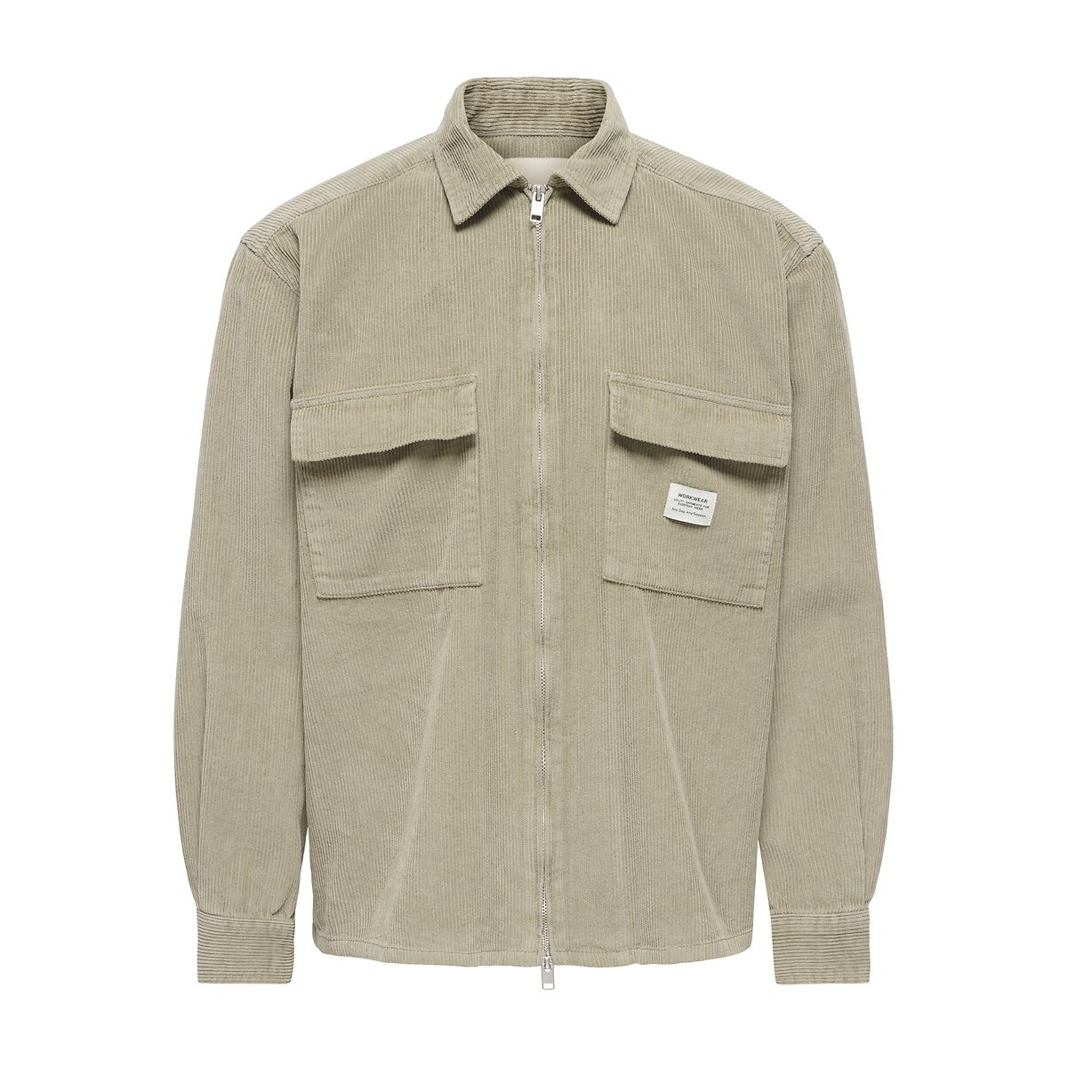 Veste en velours, zippée beige, ONLY & SONS